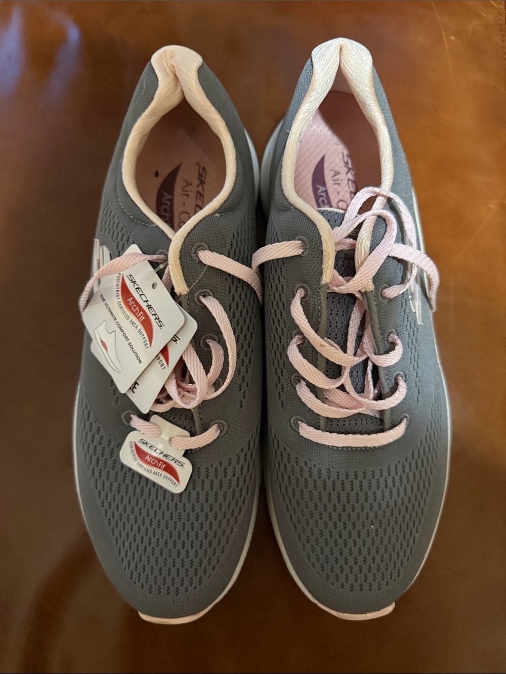 Skechers Women's Gray Athletic Sneakers with Pink Accents (NEW)